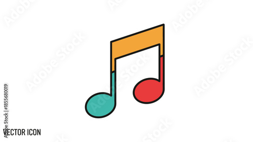 Colorful musical note icon isolated on white background flat design
