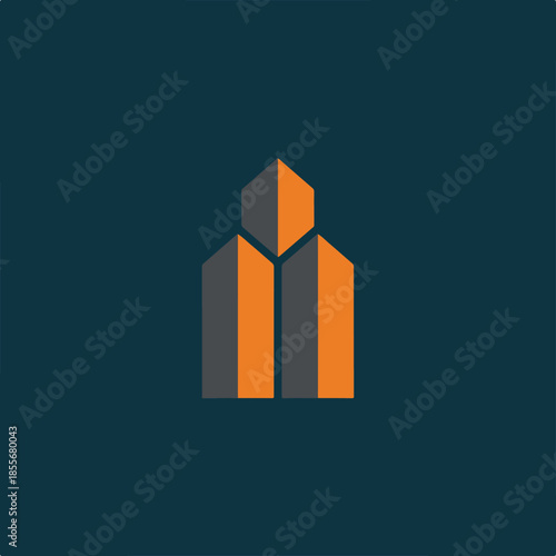 Construction real estate logo, strong geometric building icon.eps