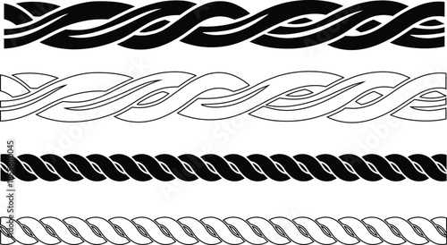 Set Of Straight rope vector isolated. Rope Seamless patterns line collection.