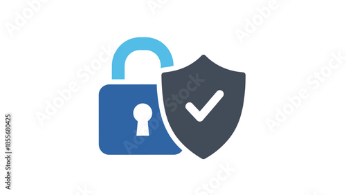 Security symbol shield and lock icon representing protection and safety