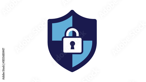Security shield with padlock icon concept for protection and privacy