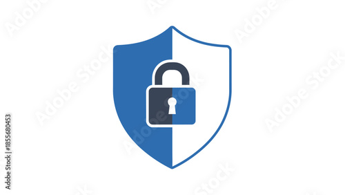 Shield icon with lock symbol representing security and protection concept