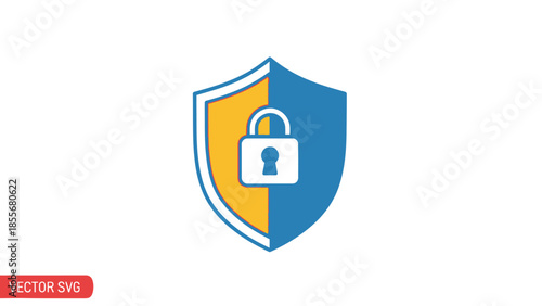 Abstract shield icon with lock symbol representing security and protection