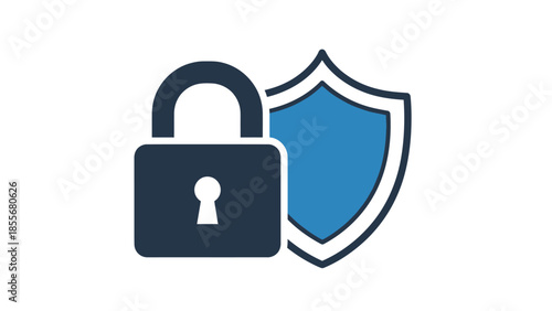 Security concept lock and shield icon depicting protection and privacy