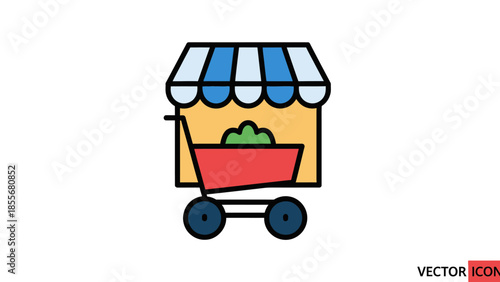 Shopping cart symbol with a store online commerce concept illustration