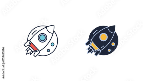 Cartoon rocket ship in space vector illustration for design and education