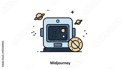 Abstract illustration of a futuristic space exploration portal with planets