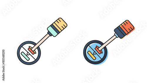 Stylized vector illustrations of banjo instruments on white background
