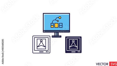 Computer monitor displays data analysis and reports with additional screens