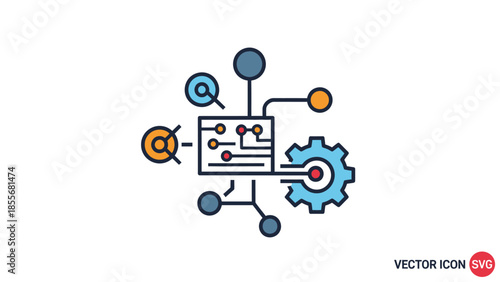 Abstract illustration of data processing and technological innovation