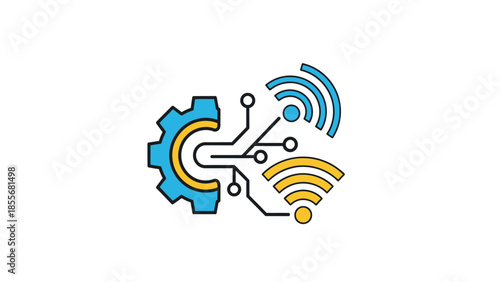 Abstract illustration of technology connectivity and digital signals on white