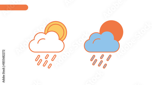 Weather icons sun and cloud symbols for climate forecast and design