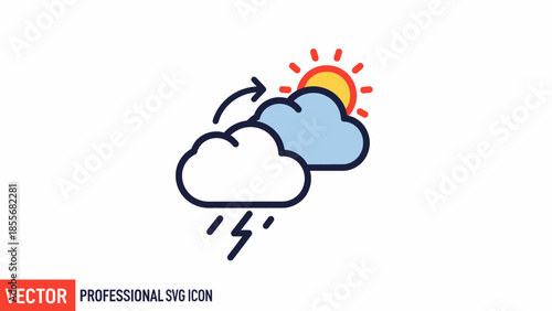 Weather icon sun clouds and rain representing atmospheric conditions