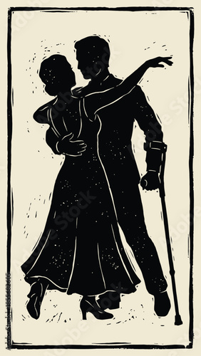 Disability Inclusion Art Romantic Ballroom Dance Silhouette