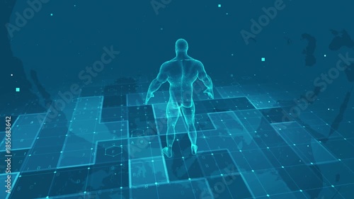 Futuristic Digital Human Body Anatomy with Medical Data Interface