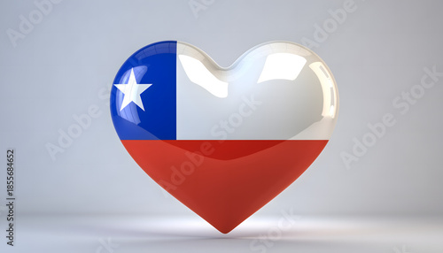3D heart symbolizing love for Chile, featuring its flag colors and star emblem, rendered with a glossy finish on a clean background Free Download 3D heart symbolizing love for Chile, featuring its flag colors and star emblem, rendered with a glossy finish on a clean background - GFXLoad