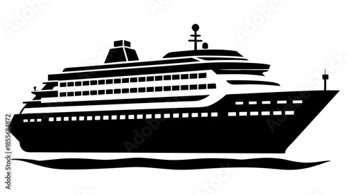 cruise Ship black silhouette vector,ocan Ship symbol,graphic