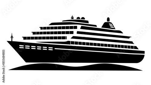 cruise Ship black silhouette vector,ocan Ship symbol,graphic