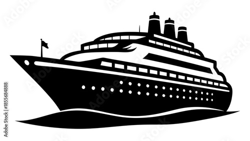 cruise Ship black silhouette vector,ocan Ship symbol,graphic