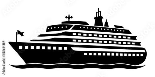 cruise Ship black silhouette vector,ocan Ship symbol,graphic