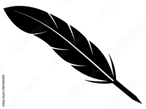 Feather pen black silhouette vector,Feather pen icon vector