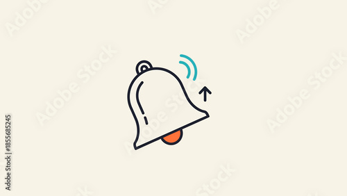 A simple line art illustration of a ringing bell icon with an upward arrow, signifying notifications or alerts on a light background.