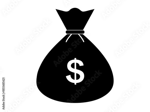 money bag black silhouette vector,Dollar money bag silhouette