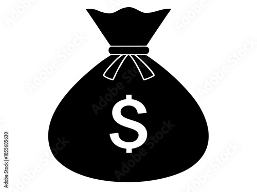 money bag black silhouette vector,Dollar money bag silhouette