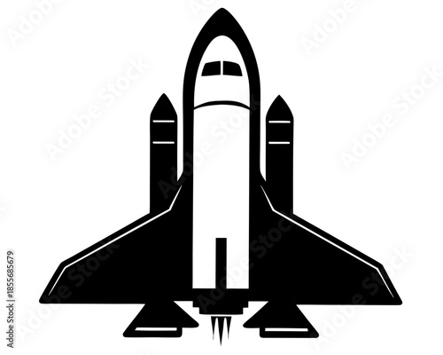 Rocket  Space Shuttle black silhouette vector,rocket launching  icon vector