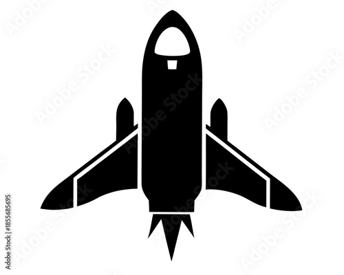 Rocket  Space Shuttle black silhouette vector,rocket launching  icon vector