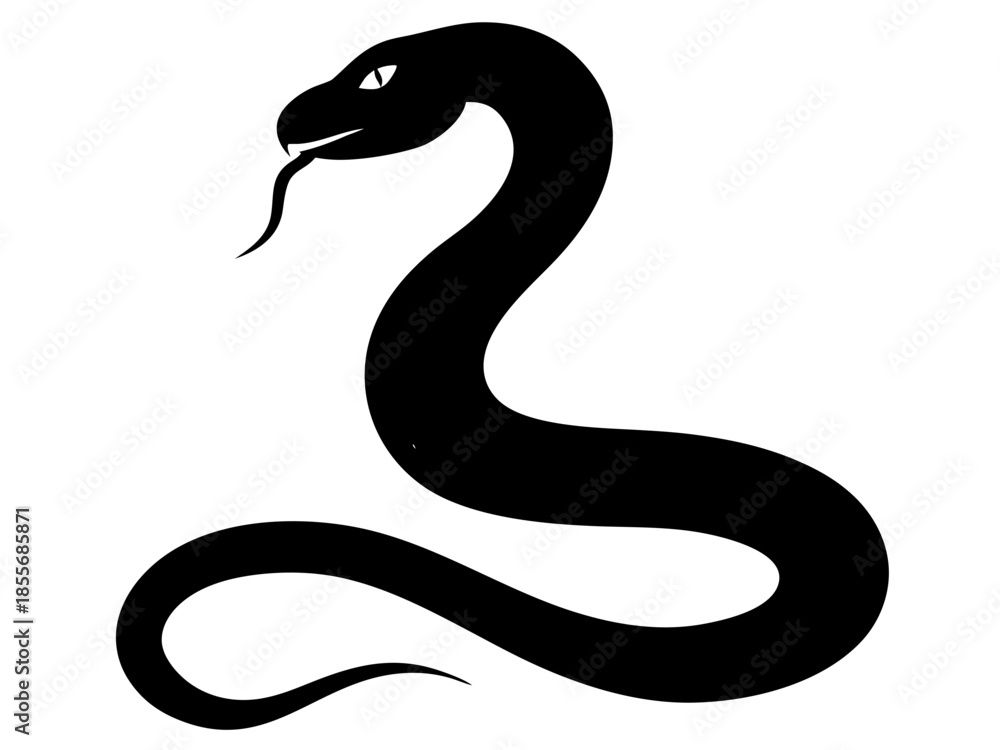 Obraz premium Snake Black Silhouette vector,Snake symbol