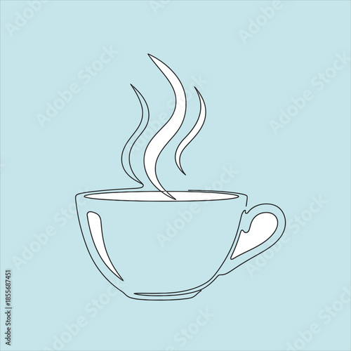 Steaming Hot Cup of Coffee, Cozy Kitchen, Digital Illustration, Warm Atmosphere