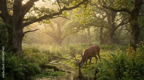 A serene deer gracefully dr...