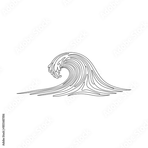 Dynamic Ocean Wave Illustration, Nature, Digital Art, Graphic Design, Minimalist, Abstract, Motion