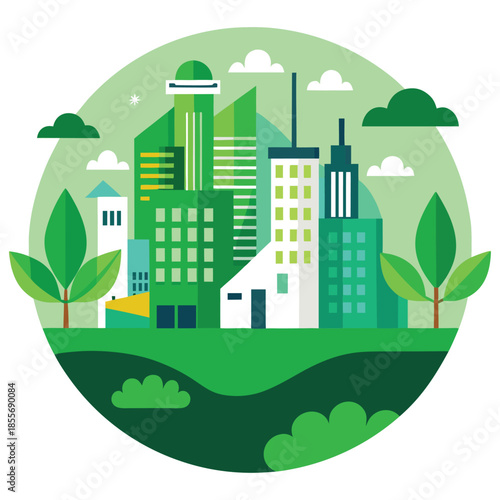 Green Eco City Illustration