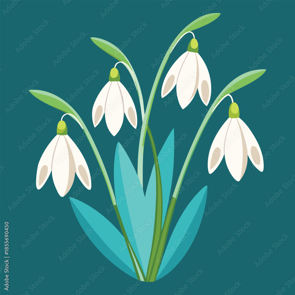 Obraz premium Snowdrop Elegance on Teal