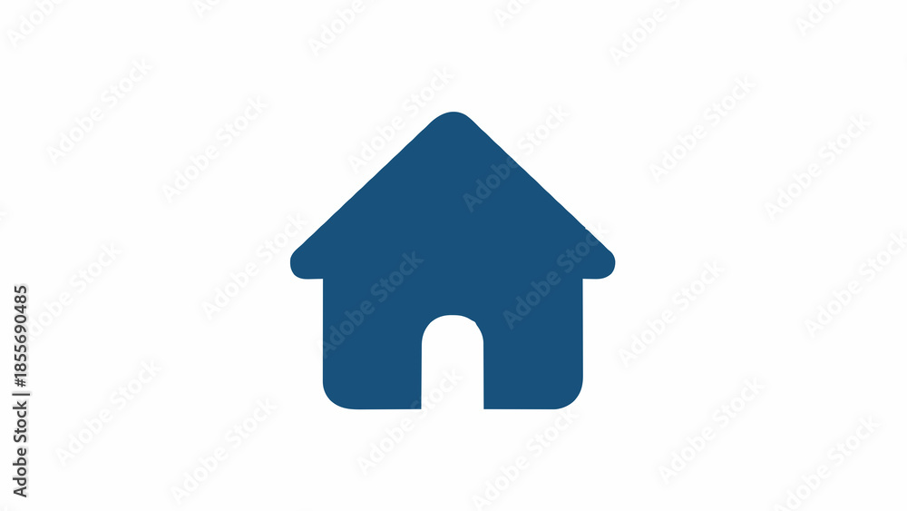 Fototapeta premium Simple Blue House Icon Representing Home, Property, and Residential Address - Minimalist Digital Graphic for Web Design and User Interface Elements