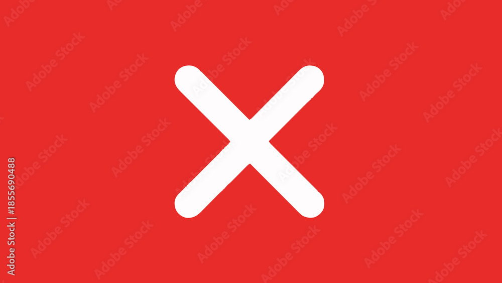 Fototapeta premium Red X Mark on a Bold Red Background - Simple Geometric Symbol for Errors, Closure, or Rejection