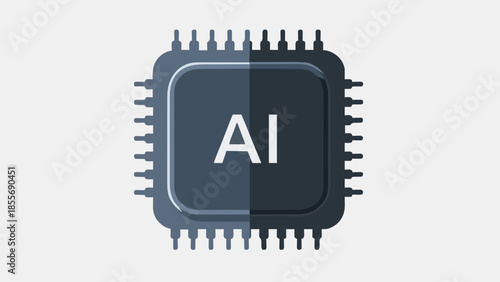 Sleek digital processor icon representing artificial intelligence. Symbolizing innovation, advanced computing, machine learning, and the future of smart technology