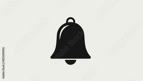 A sleek, minimalist black bell icon on a light background, symbolizing notifications, alerts, reminders, and important messages for digital applications and user interfaces