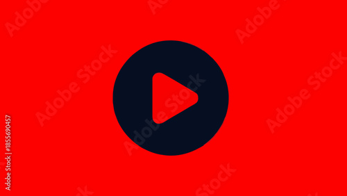 Vibrant red and dark blue media play button icon, a sleek and modern graphic element for digital interfaces, symbolizing content playback, entertainment, and interactive action
