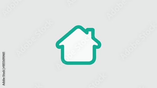 Minimalist teal outline house icon, a clean vector graphic representing home, property, and architecture. Ideal for digital interfaces and real estate projects