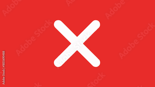 Red X Mark on a Bold Red Background - Simple Geometric Symbol for Errors, Closure, or Rejection