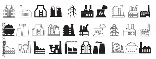 industrial factories vector icons set factory icon