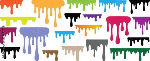 Dripping Liquid Border, dripping chocolate and caramel silhouettes, 