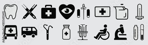 medical and healthcare icon set collection illustration 