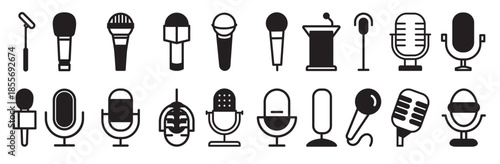 microphone icon vector set mic illustration sign
