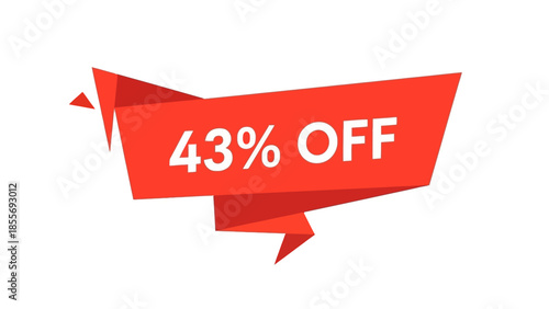 Eye-catching red discount banner highlighting a special offer of 43% off