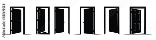 opening door black silhouette clip art bundle