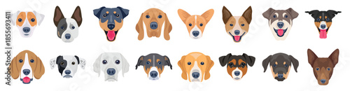 pack of hounds flat icons